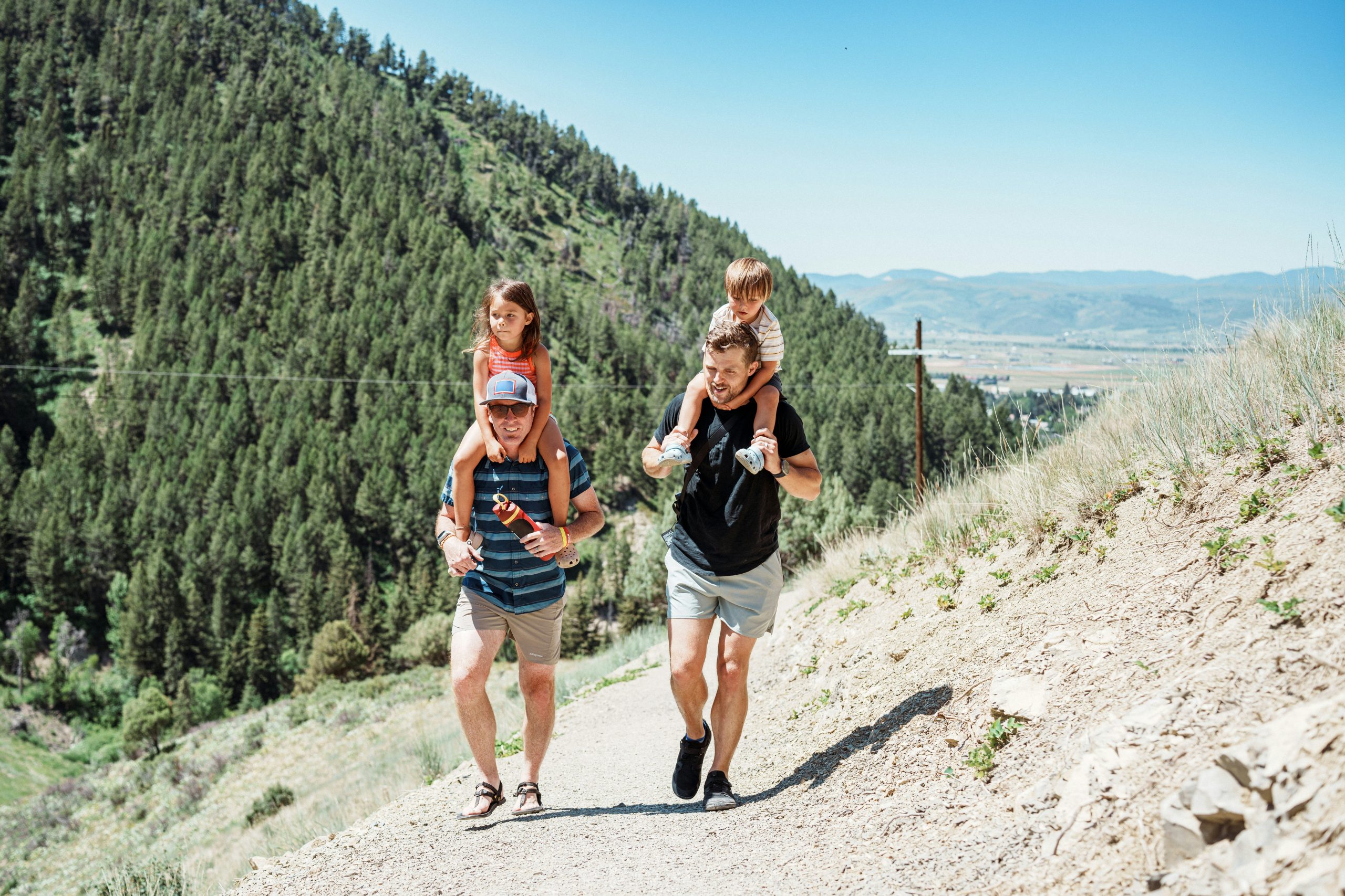 Family staying active together on a summer walk